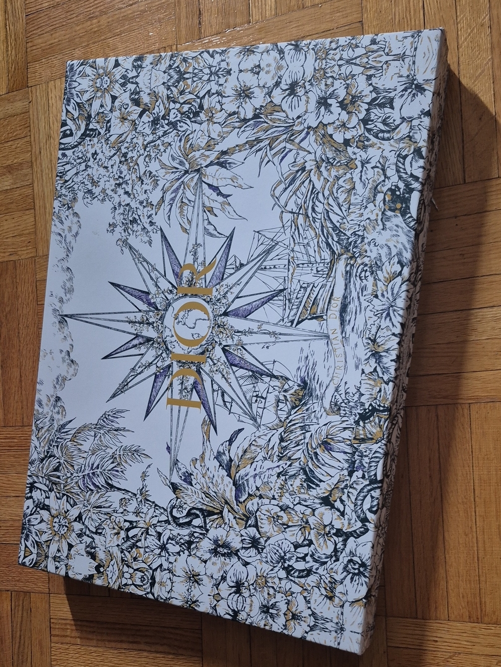 Dior Floral Compass Decorative Box — White, Gold & Navy